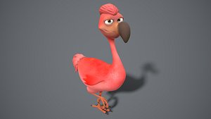 3D cartoon red bird