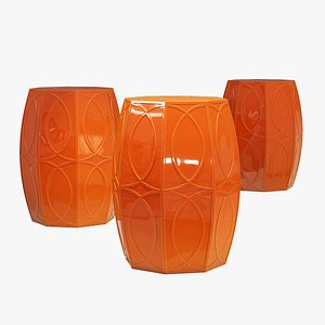 3D Kathy Kuo home modern coastal beach treillage garden stool model