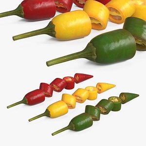 Chopped Chili Peppers with Seeds Set Mixed
