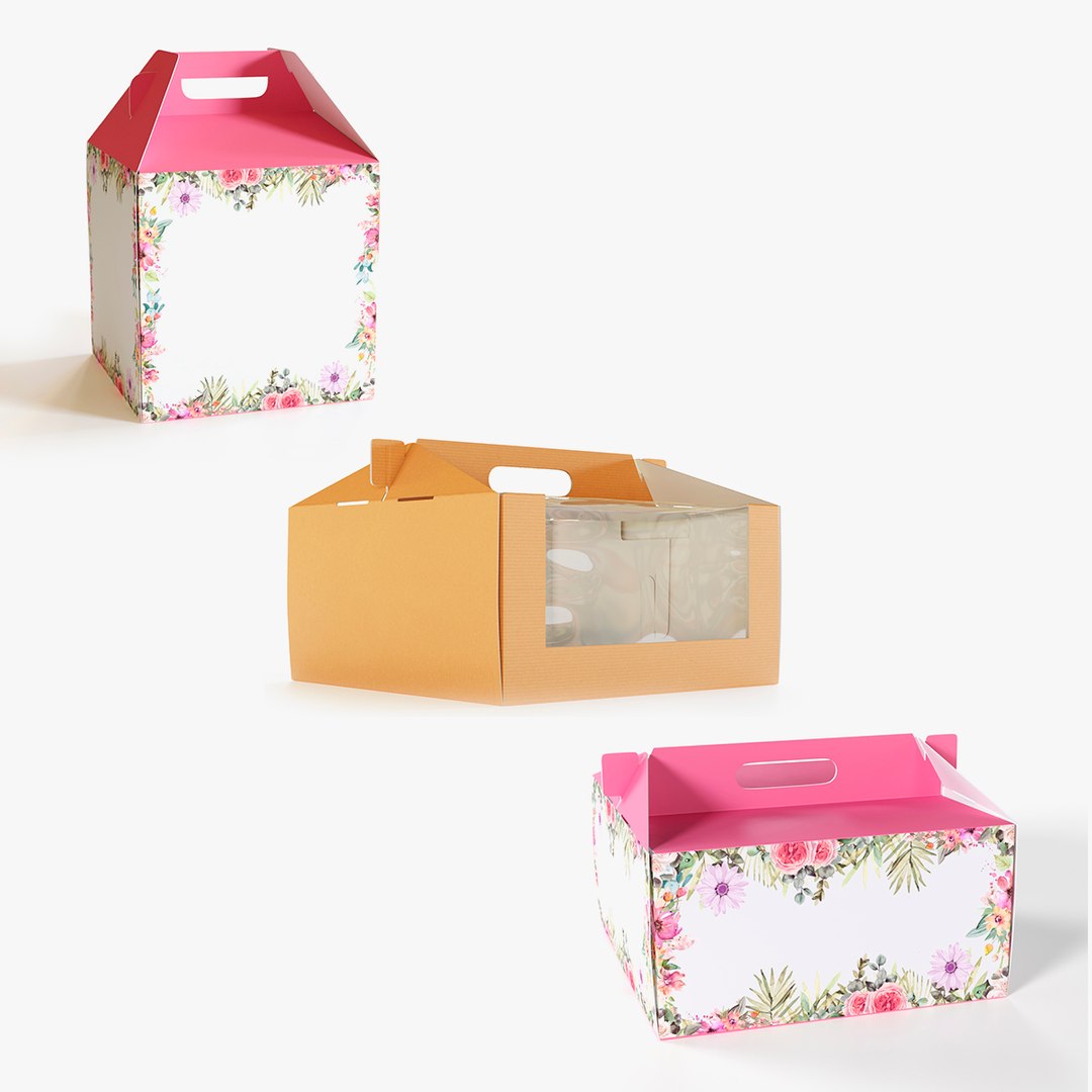Packaging Cake Boxes Collection 3D model preview