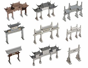 Ancient Asian Architecture Memorial Archway Torii Gateway Honorific Arch Chinese Architectural Arch