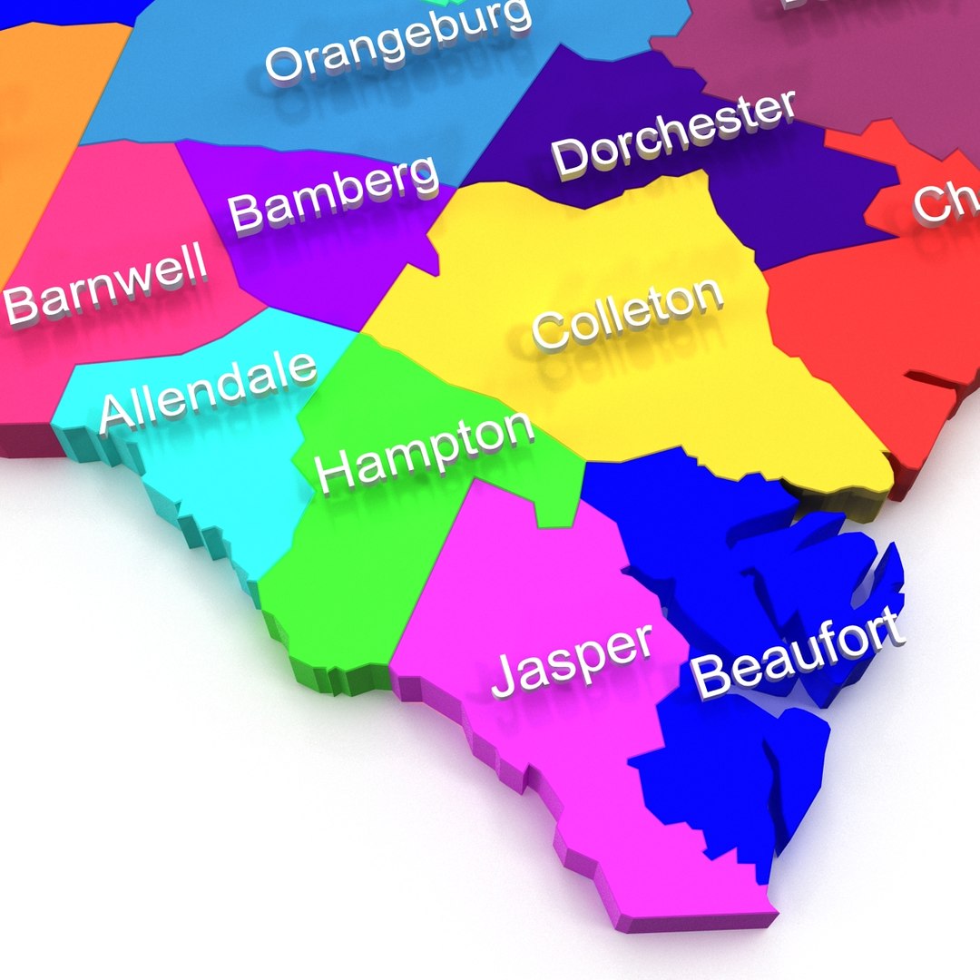 South Carolina Counties 3d Model 6886