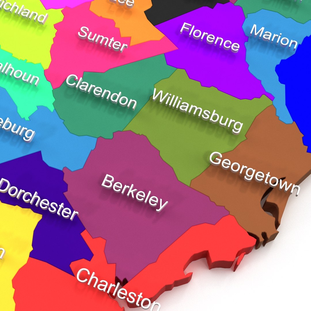 South Carolina Counties 3d Model