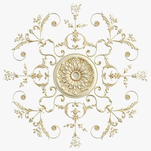 Decorative Ceiling Rosette  Ornate Plaster Medallion 3D Model  High Detail  Neoclassical 3D