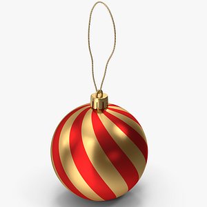 3D Red Gold Christmas Ball