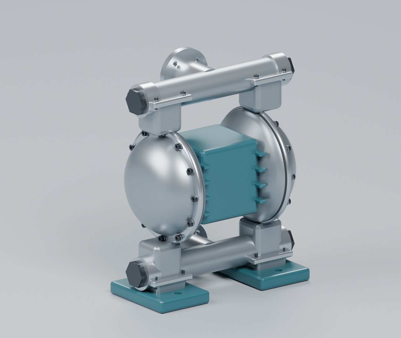 3D Double Diaphragm Transfer Pump With Bolted Chambers And Manifolds ...