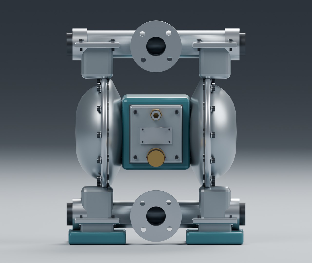 3D Double Diaphragm Transfer Pump With Bolted Chambers And Manifolds ...