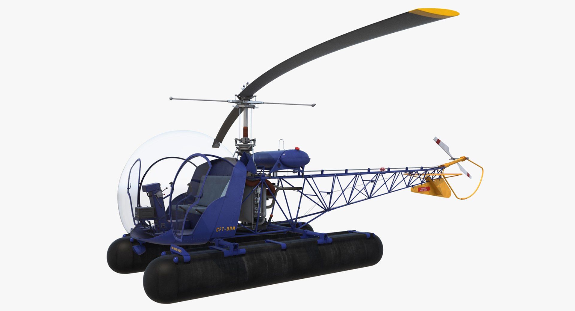 Bell 47 On Floats Rigged 3D Model 3D model preview