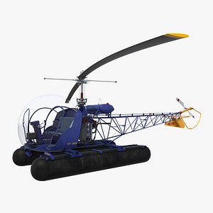 Bell 47 On Floats Rigged 3D Model