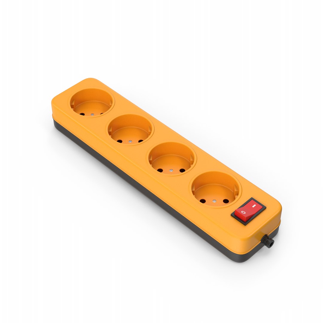 3D Orange Electric Extension Socket - TurboSquid 2339476