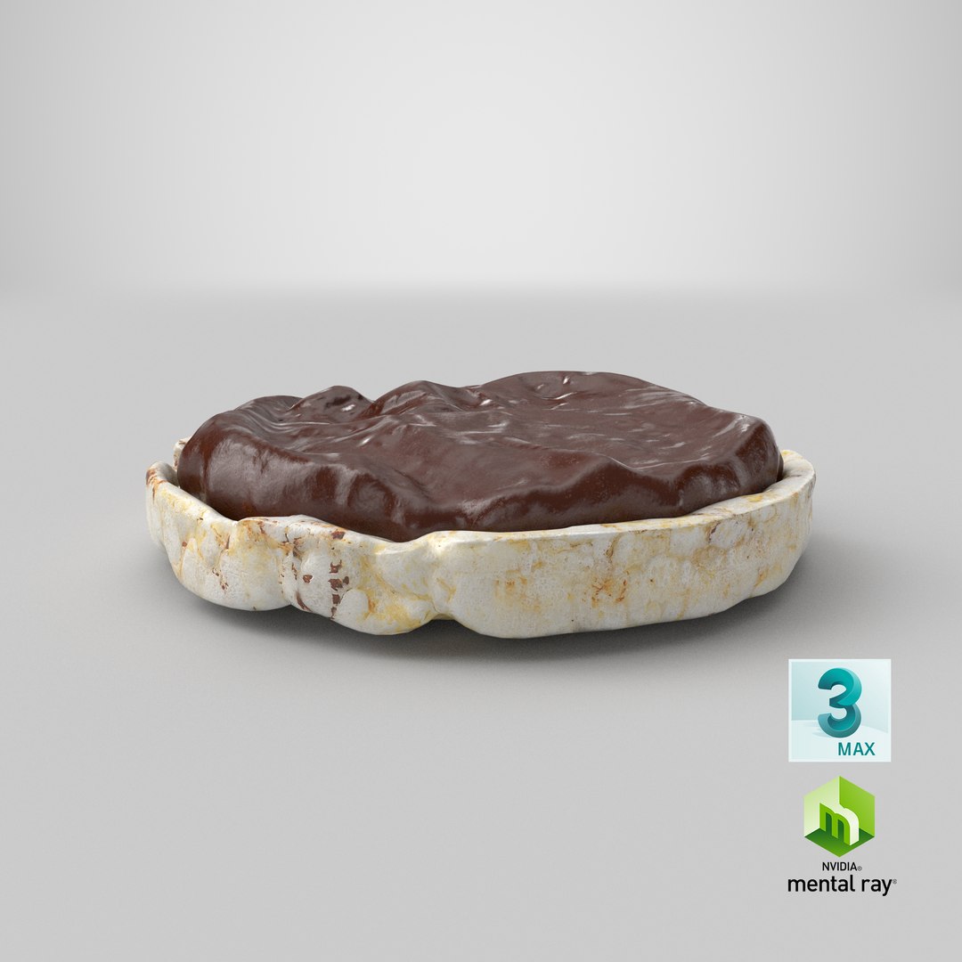 3D Puffed Rice Cake With Chocolate Spread Model - TurboSquid 1847063