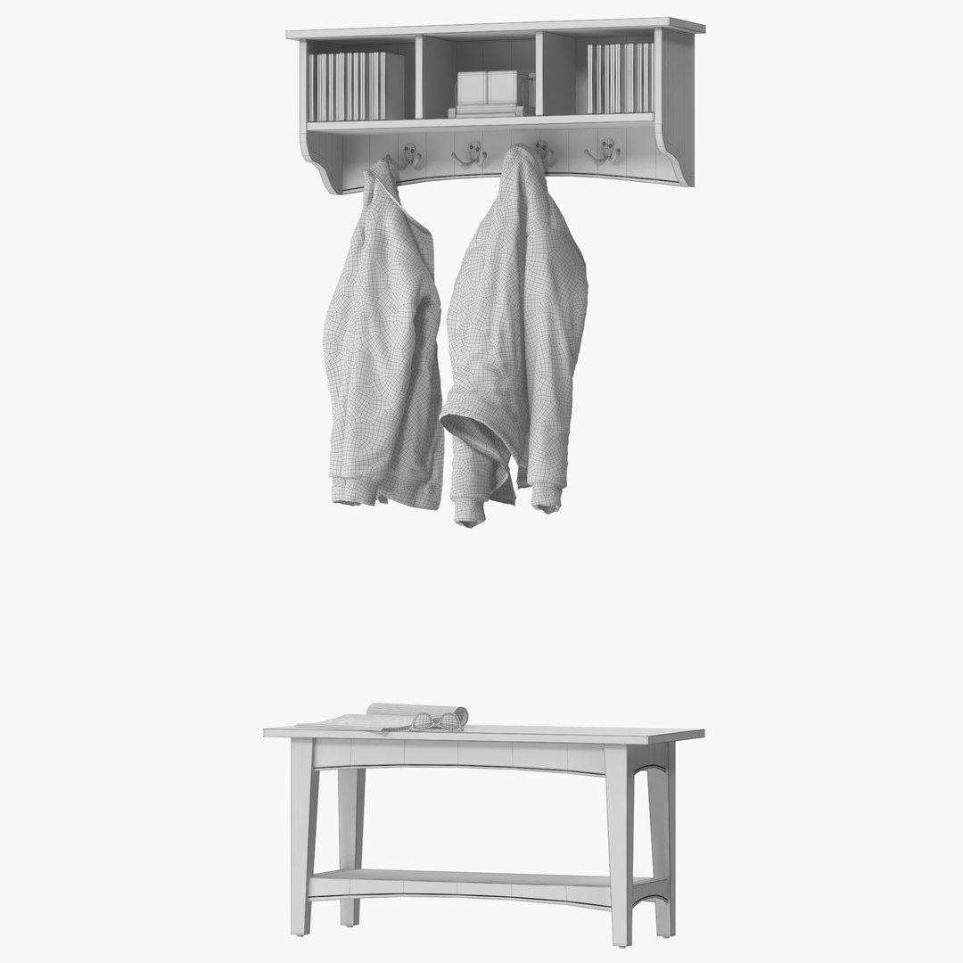 3D Wall Mounted Coat Hook Storage Unit TurboSquid 2069385