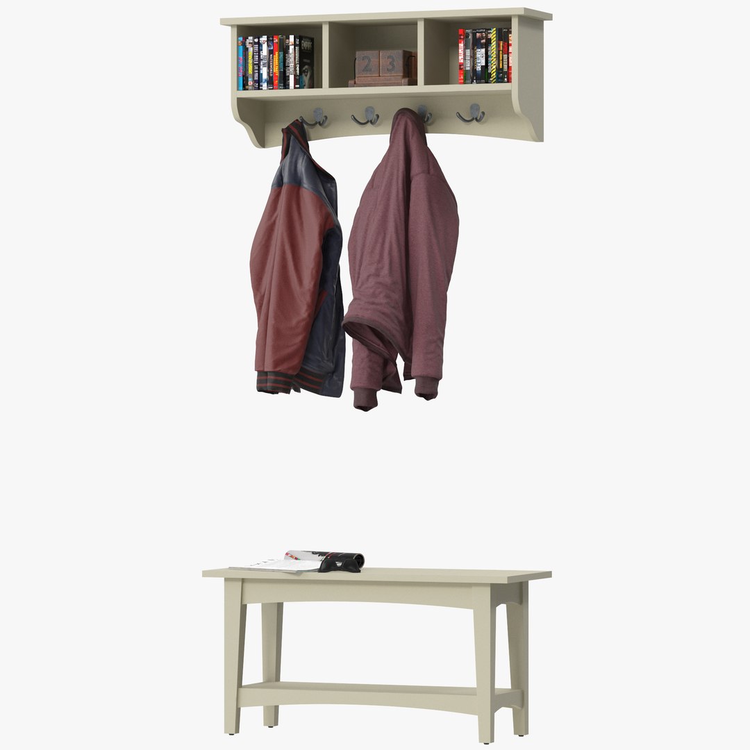 3D Wall Mounted Coat Hook Storage Unit TurboSquid 2069385