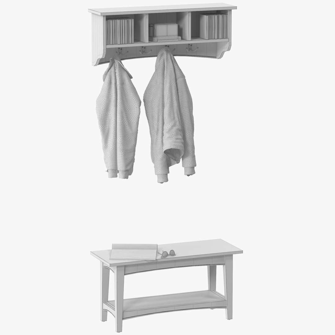 3D Wall Mounted Coat Hook Storage Unit TurboSquid 2069385