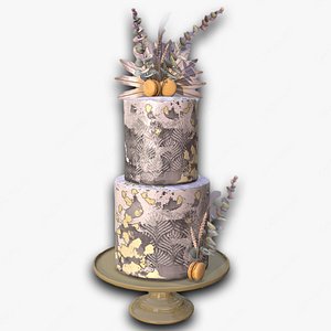 Elegant Eucalyptus Wedding Cake 3D