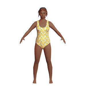 3D adult woman swimsuit model