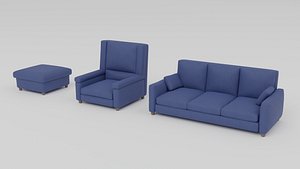 3D Couch  Armcair  Pouffe