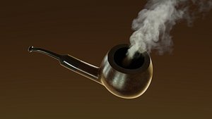 Tobacco Pipe 08 - Brandy - With Animated VDB Smoke
