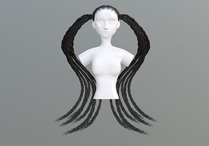 3D Stylized Ponytails Hair model