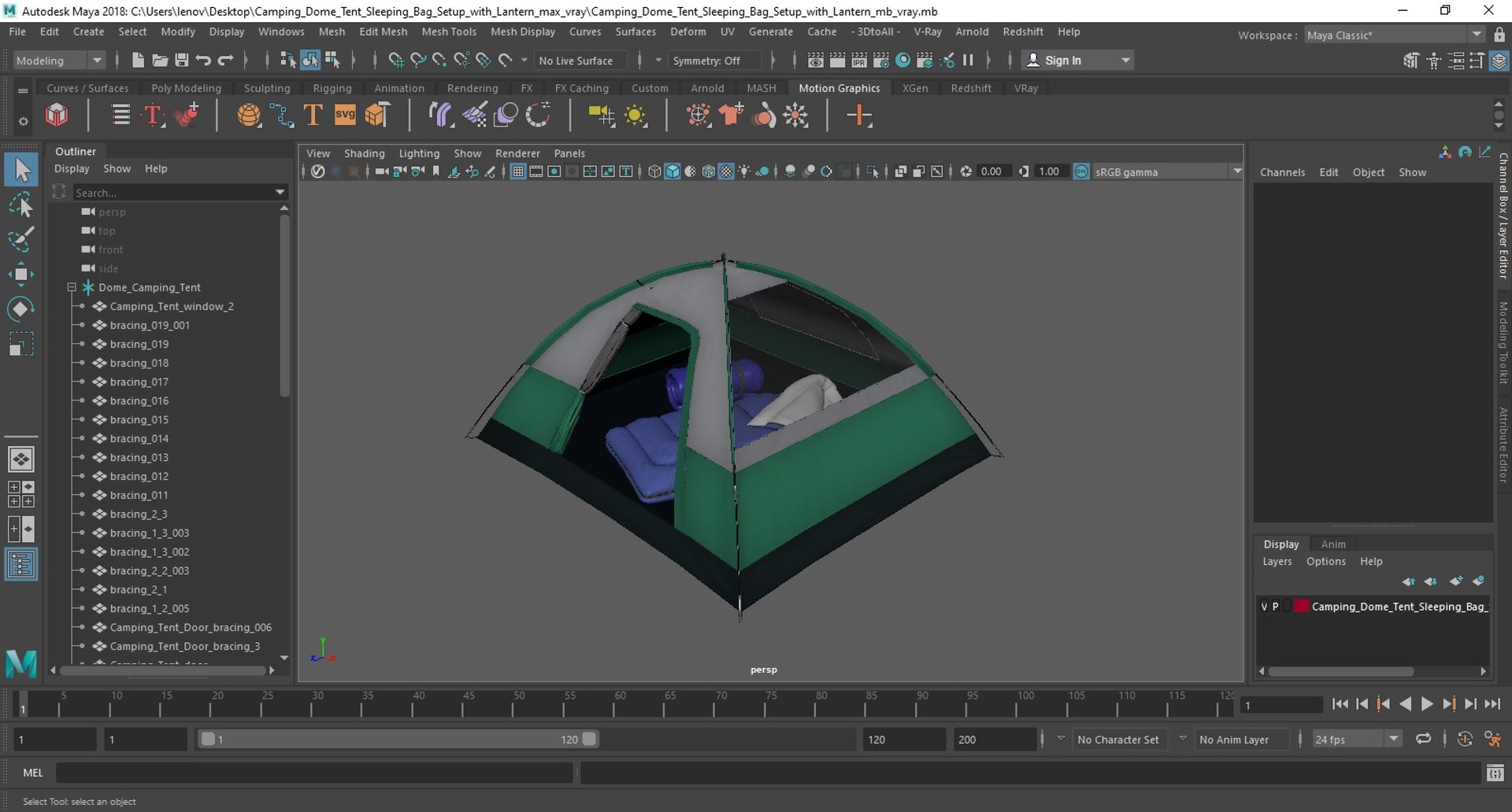 Camping Dome Tent Sleeping Bag Setup with Lantern 3D model https://p.turbosquid.com/ts-thumb/yi/eqaSu5/1s/camping_dome_tent_sleeping_bag_setup_with_lantern_1001/jpg/1753939190/1920x1080/fit_q87/eba8610c36180eabda3da716b58eea7e0d6e22d3/camping_dome_tent_sleeping_bag_setup_with_lantern_1001.jpg
