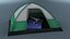 Camping Dome Tent Sleeping Bag Setup with Lantern