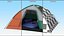 Camping Dome Tent Sleeping Bag Setup with Lantern