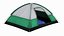 Camping Dome Tent Sleeping Bag Setup with Lantern