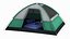Camping Dome Tent Sleeping Bag Setup with Lantern
