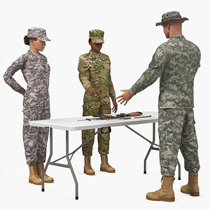Military Personnel Discussing Weapons Fur 3D model