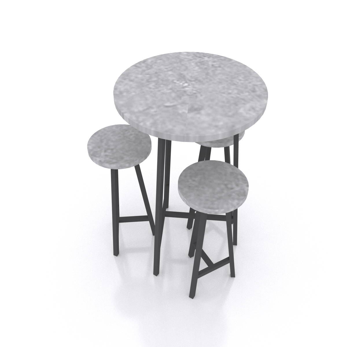 3D lowpoly bar table stools TurboSquid 1335421