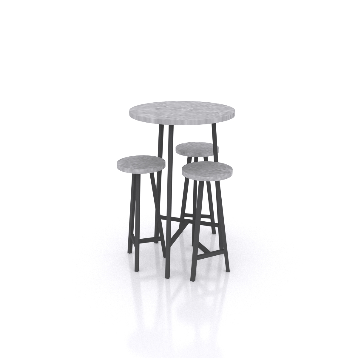 3D lowpoly bar table stools TurboSquid 1335421