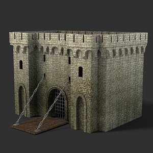 blender gate medieval 3D model