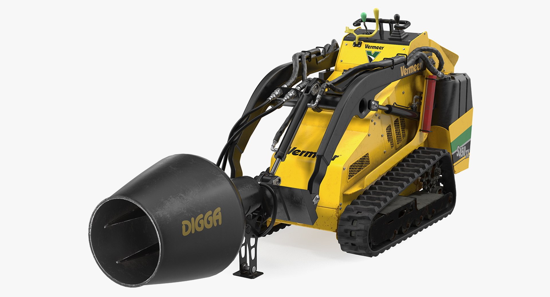 Vermeer S450TX Skid Steer Loader Mixer Dirty Rigged 3D model preview