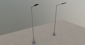 5mt Conical Lighting Pole Single Consol 3D model