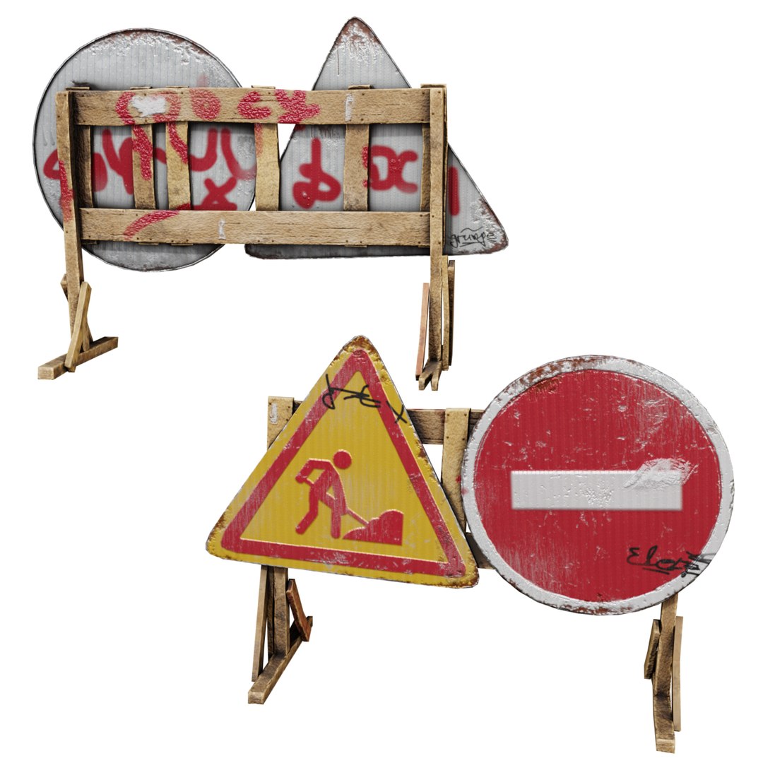 3D wooden digging radiation land Street Sign post-apocalyptic dirty ...