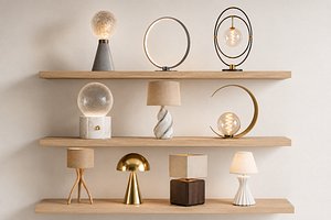 Modern Designer Table Lamps Collection - 10 PBR Models Pack 3D model