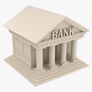 3D bank building symbol