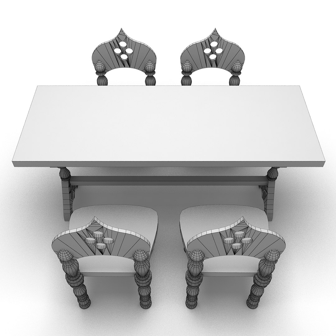 3ds max wooden chairs table arabic