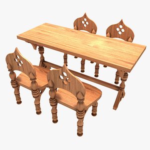 3ds max wooden chairs table arabic