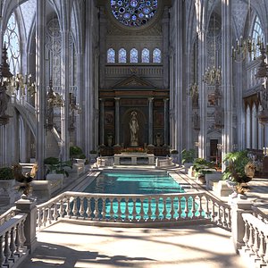 3D Ancient Gothic Castle Interior model