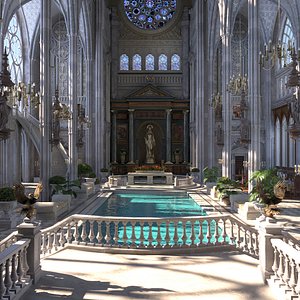 Ancient Gothic Castle Interior