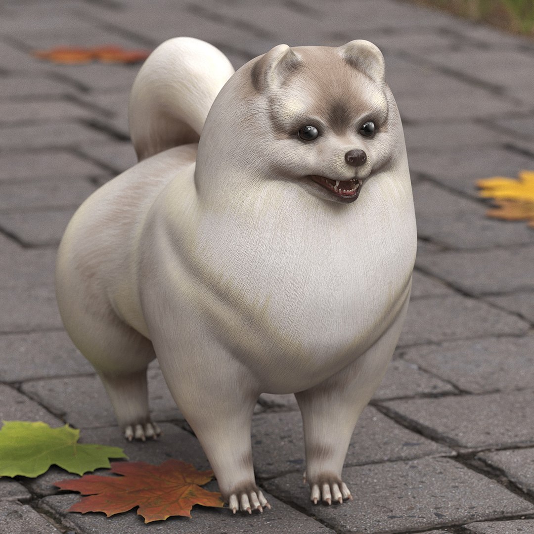 Stylized Pomeranian Dwarf Spitz Dog Cream Sable 3D model preview