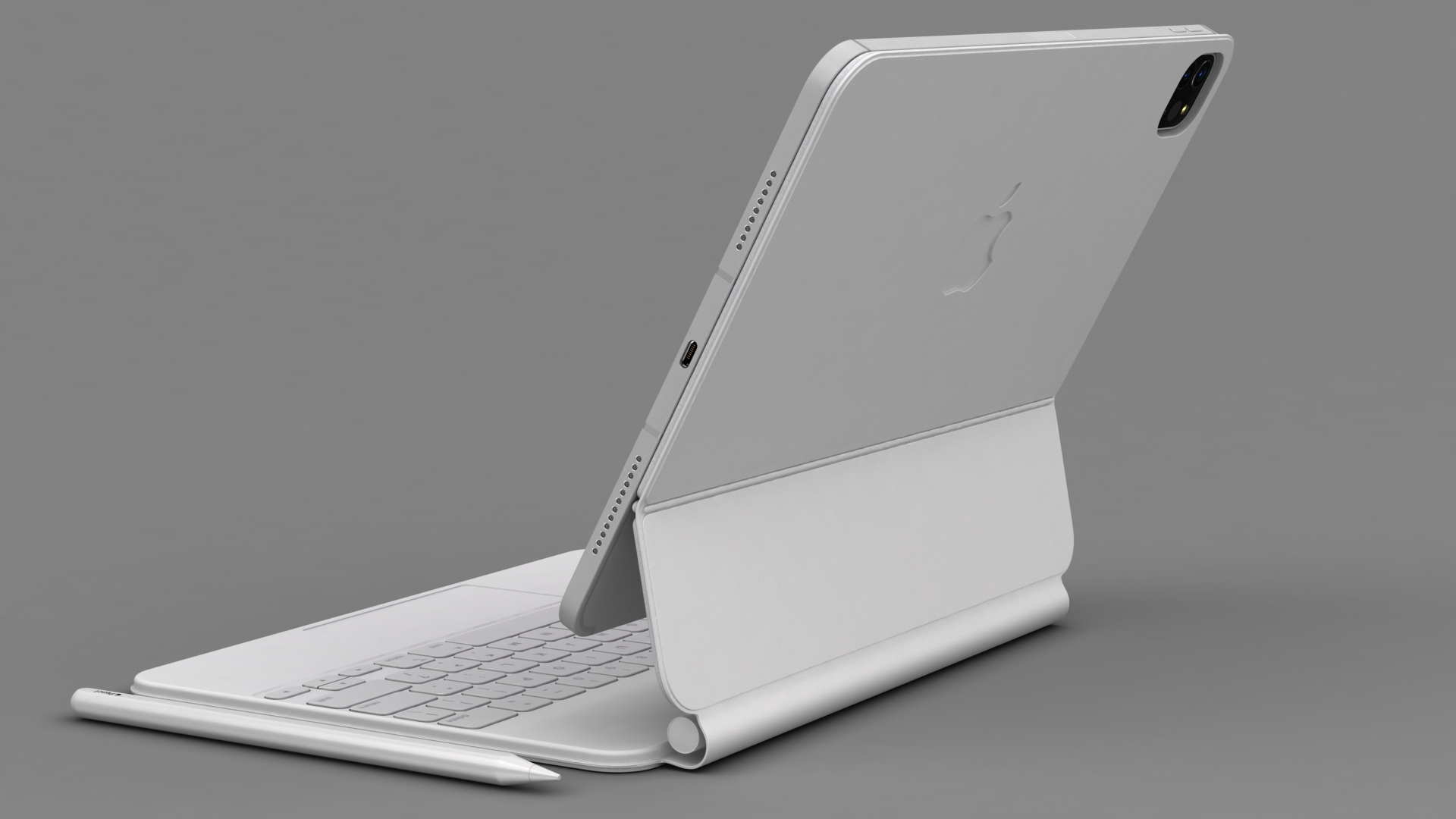 3D Apple iPad Pro 11-inch Silver and Magic Keyboard 2021 model
