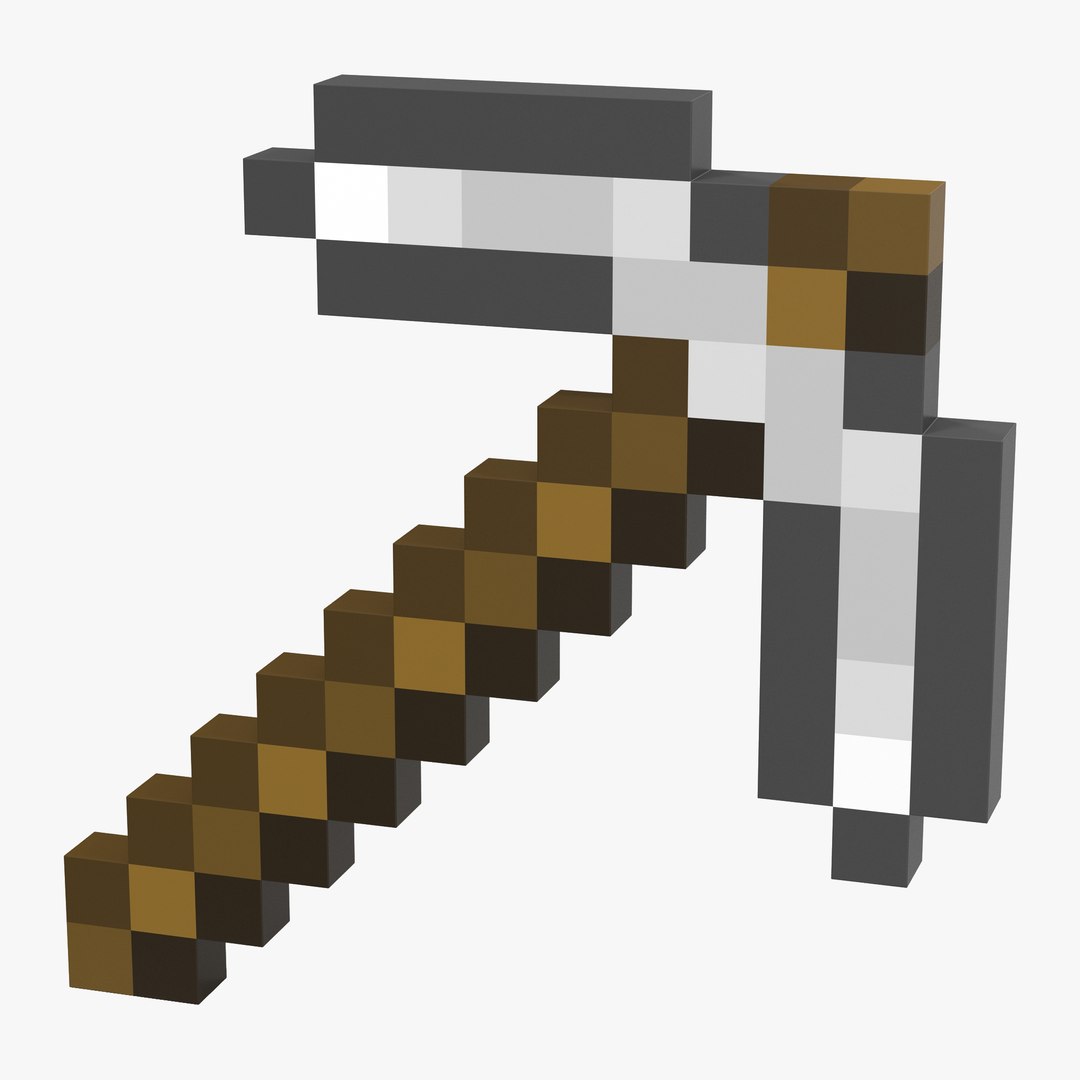 Minecraft Pickaxe Iron 3D Model 3D model preview