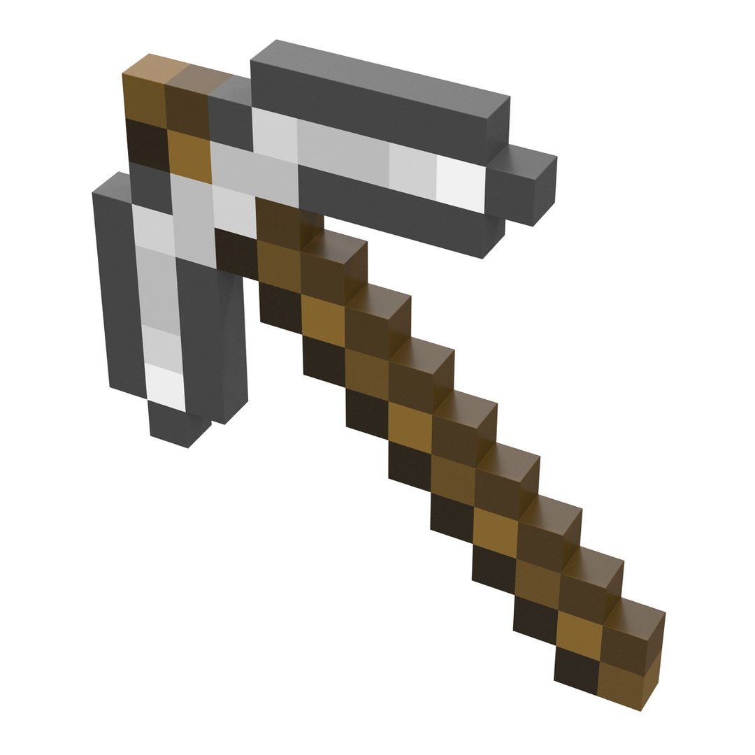 3d Model Minecraft Pickaxe Iron