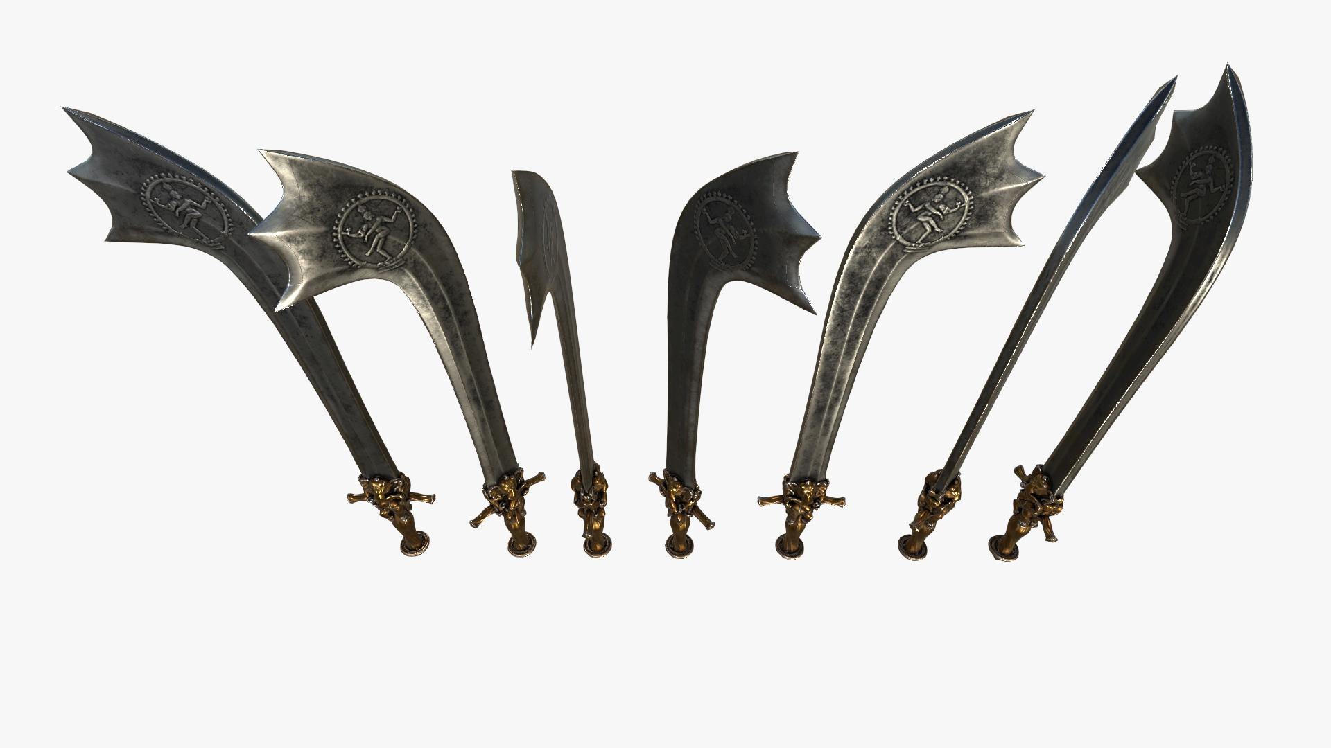 Fantasy Sword RPG Indian Kora Kukri Katar Khopesh Sickle Grooved Sword ...