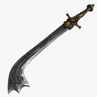 Fantasy Sword RPG Indian Kora Kukri Katar Khopesh Sickle Grooved Sword Curved Blade Kopesh