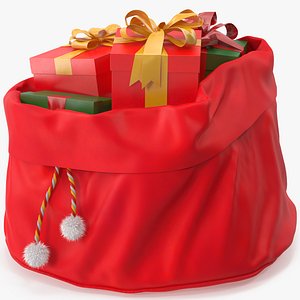 Santa Claus Open Bag with Gifts 3D