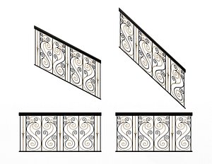 Forging Iron Forged Balcony Railing 04 model