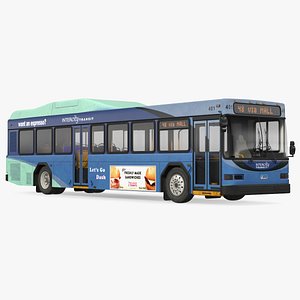 3D Gillig Low Floor Hybrid Bus Intercity Blue Simple Interior model